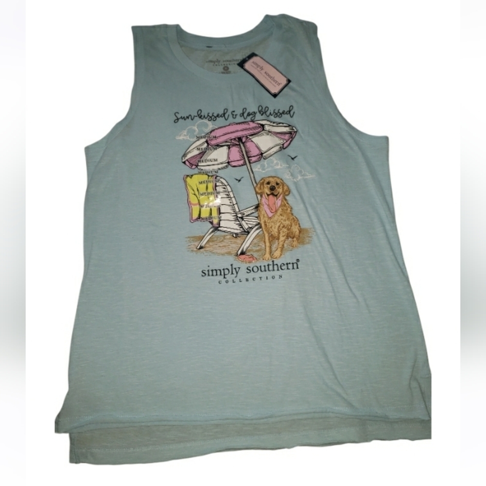 NWT Simply Southern Sun Blessed & Dog Blessed Tank- M